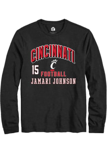 Jamari Johnson Cincinnati Bearcats Black Football NIL Arch Logo Long Sleeve Player T Shirt