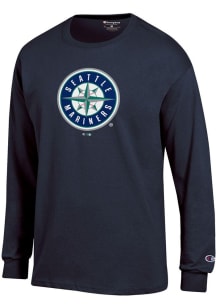 Champion Seattle Mariners Navy Blue Jersey Long Sleeve T Shirt