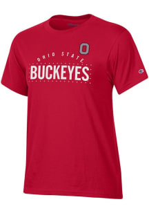 Champion Ohio State Buckeyes Womens Red Rhinestone Stadium Short Sleeve T-Shirt