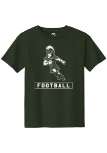 Summit Sportswear Michigan State Spartans Youth Green Sparty Playing Football Short Sleeve T-Shirt