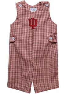 Vive La Fete Indiana Hoosiers Baby Crimson Gingham Overalls