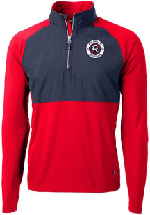 Cutter and Buck New England Revolution Mens Red Adapt Eco Hybrid Long Sleeve Qtr Zip Pullover