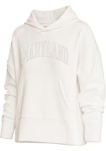 Maryland Womens Ivory tonal puff ink center chest Hooded Sweatshirt
