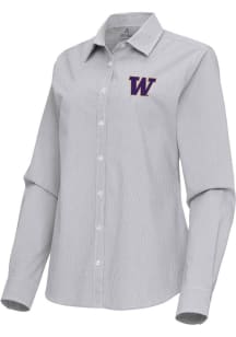 Antigua Washington Huskies Womens Porter Long Sleeve Ash Dress Shirt