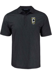 Cutter and Buck Columbus Crew Mens Black Pike Shadow Check Short Sleeve Polo
