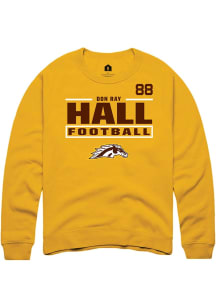 Don Ray Hall Western Michigan Broncos Mens Gold Football NIL Stacked Box Player Crew