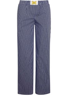 Hype and Vice Michigan Wolverines Womens Navy Blue Gingham Loungewear Sleep Pants