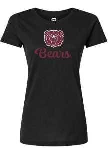 Summit Sportswear Missouri State Bears Womens Black Rhinestone and Glitter Short Sleeve T-Shirt