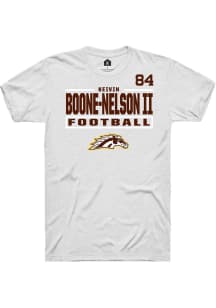 Keivin Boone-Nelson II Western Michigan Broncos White Football NIL Stacked Box Short Sleeve Player..