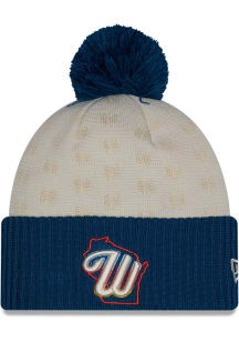 New Era Milwaukee Brewers White City Connect Cuff Pom Mens Knit Hat
