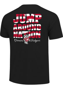Wisconsin Badgers Black Jump Around Stripe Short Sleeve T Shirt