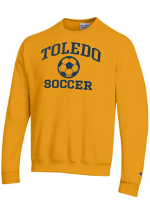 Champion Toledo Rockets Mens Gold Soccer Icon Powerblend Long Sleeve Crew Sweatshirt