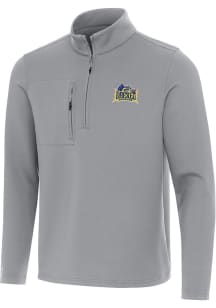 Antigua Drexel Dragons Mens Ash Insider Long Sleeve Qtr Zip Pullover