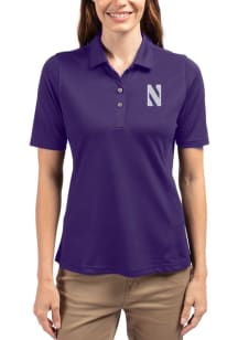 Cutter and Buck Northwestern Wildcats Womens Purple Virtue Eco Pique Short Sleeve Polo Shirt