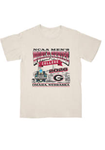 Georgia Bulldogs Ivory Campus Ink 2026 Mens CWS Short Sleeve Fashion Player T Shirt