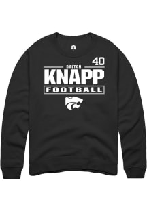Dalton Knapp K-State Wildcats Mens Black Football NIL Stacked Box Player Crew