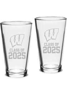 Wisconsin Badgers Class of 2025 Set of 2 Pint Glass - White