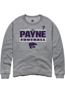 VJ Payne  Rally K-State Wildcats Mens Graphite Football NIL Stacked Box Long Sleeve Crew Sweatshir..