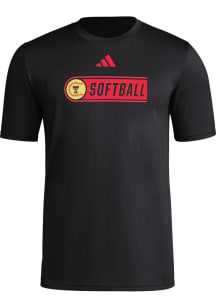 Adidas Texas Tech Red Raiders Black Locker Softball Stripe Short Sleeve T Shirt