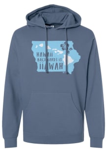 Bozz Prints Iowa Mens Blue Hawaii Backwards Long Sleeve Hoodie