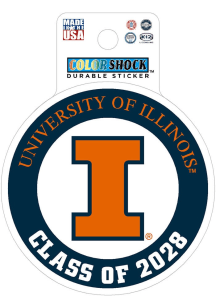 Illinois Fighting Illini Class of 2028 Durable Stickers - Orange