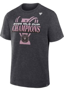 Inter Miami CF Grey 2025 Cup Champions Locker Room Short Sleeve T Shirt