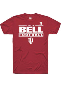 Jaylen Bell Indiana Hoosiers Crimson Football NIL Stacked Box Short Sleeve Player T Shirt