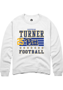 Ja’Kyrian Turner Pitt Panthers Mens White Football NIL Striped Player Crew