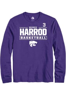 Brandie Harrod K-State Wildcats Purple NIL Stacked Box Long Sleeve Player T Shirt