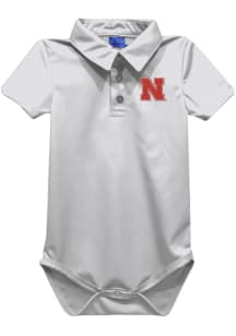 Vive La Fete Nebraska Cornhuskers Baby White Team Short Sleeve One Piece Polo