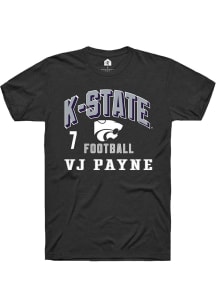 VJ Payne  K-State Wildcats Black Rally Football NIL Arch Logo Short Sleeve T Shirt