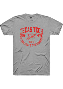 Summit Sportswear Texas Tech Red Raiders Grey Big 12 2026 Men's Outdoor Track & Field Champions Sh..