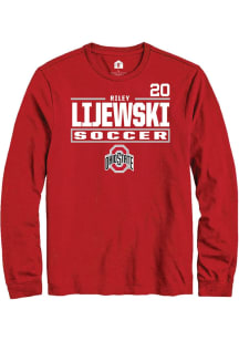 Riley Lijewski Ohio State Buckeyes Red NIL Stacked Box Long Sleeve Player T Shirt