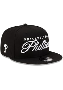 New Era Philadelphia Phillies Black Scripted 9FIFTY Mens Snapback Hat