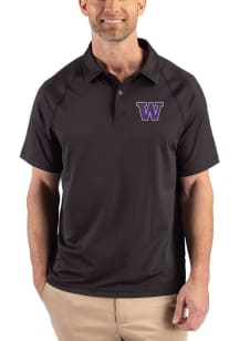 Cutter and Buck Washington Huskies Mens Black Prospect Eco Short Sleeve Polo