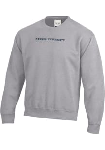 Drexel Dragons Mens Grey Embroidered Long Sleeve Crew Sweatshirt