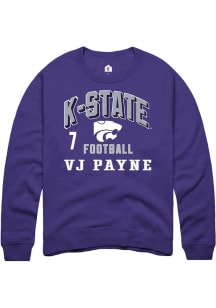 VJ Payne  Rally K-State Wildcats Mens Purple Football NIL Arch Logo Long Sleeve Crew Sweatshirt
