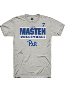 Izzy Masten Pitt Panthers Ash NIL Stacked Box Short Sleeve Player T Shirt