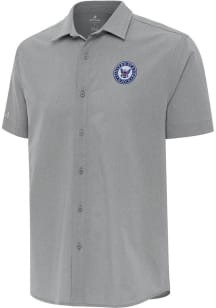 Antigua Navy Mens Ash Activate Short Sleeve Dress Shirt