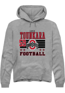Ahmed Tounkara Ohio State Buckeyes Mens Grey Football NIL Striped Player Hood
