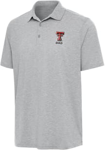 Antigua Texas Tech Red Raiders Mens Grey Heather Dad Par 3 Short Sleeve Polo
