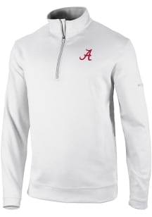 Columbia Alabama Crimson Tide Mens White Heat Seal Omni Wick Wickhams Hills Long Sleeve Qtr Zip Pu..