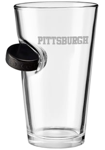 Pittsburgh City with Hockey Puck Pint Glass - White