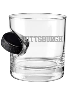 Pittsburgh City with Hockey Puck Rock Glass - White