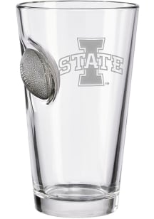 Iowa State Cyclones Logo with Football Pint Glass - White