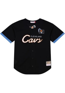 Mitchell and Ness Cleveland Cavaliers Mens Black Head Coach Baseball Jersey
