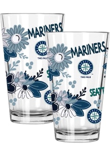 Seattle Mariners Flowers 2 Pack 16oz Pint Glass - White