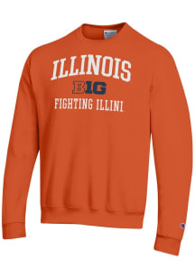 Champion Illinois Fighting Illini Mens Orange Big Ten Powerblend Long Sleeve Crew Sweatshirt