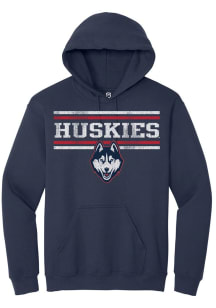 Summit Sportswear UConn Huskies Mens Navy Blue Bars Long Sleeve Hoodie