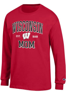 Champion Wisconsin Badgers Red EST Date Mom Jersey Long Sleeve T Shirt